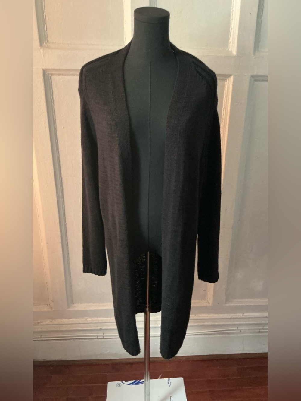 Vince Camuto Black Open-Front Long Cardigan
